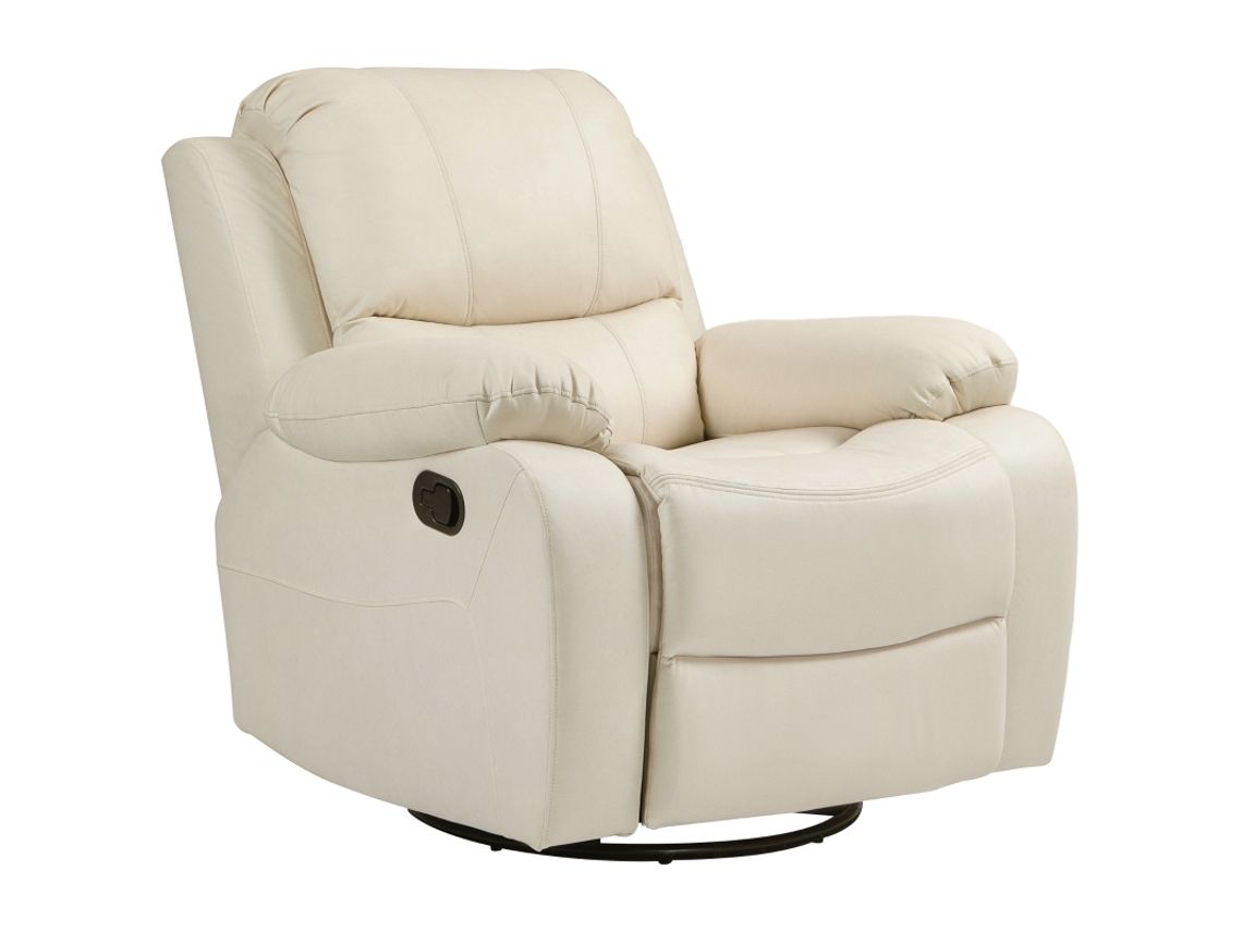 Poltrona Reclinável Giratória Com Apoio Para Os Pés Ajustável,suporta 150 Kg,estrutura De Aço,93x100x98cm,branco Creme