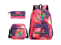 Conjunto Escolar 3 Peças, Modelo Novo, Estampa De Desenho Animado Com Mochila Para Estudantes