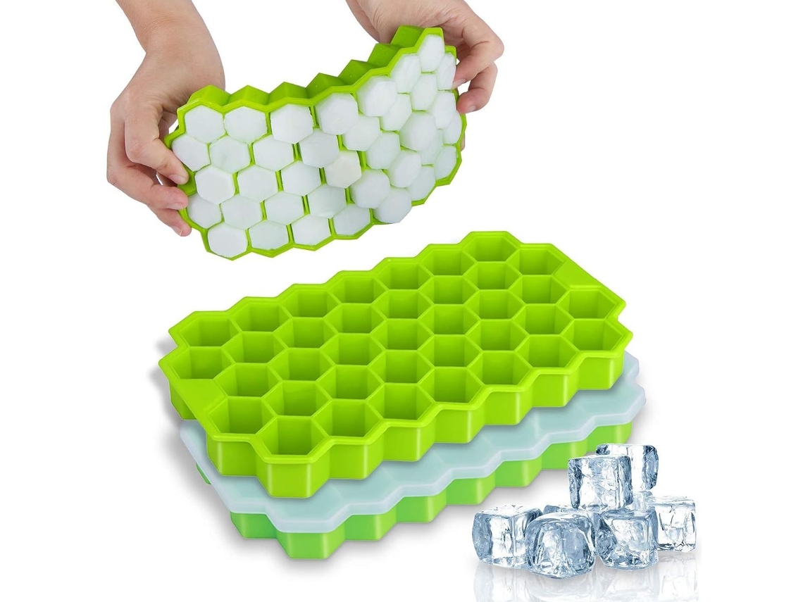 Conjunto De 2 Formas De Gelo Silicone, Formas De Gelo Flexíveis Com Tampas