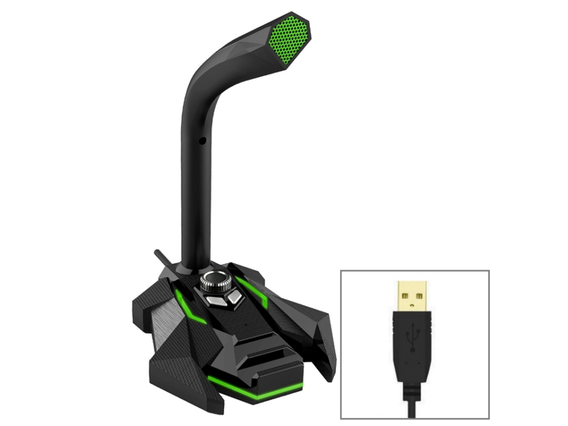 Microfone condensador omnidirecional duplo Brilvibera com cabo USB para uso em mesa, placa de som integrada.