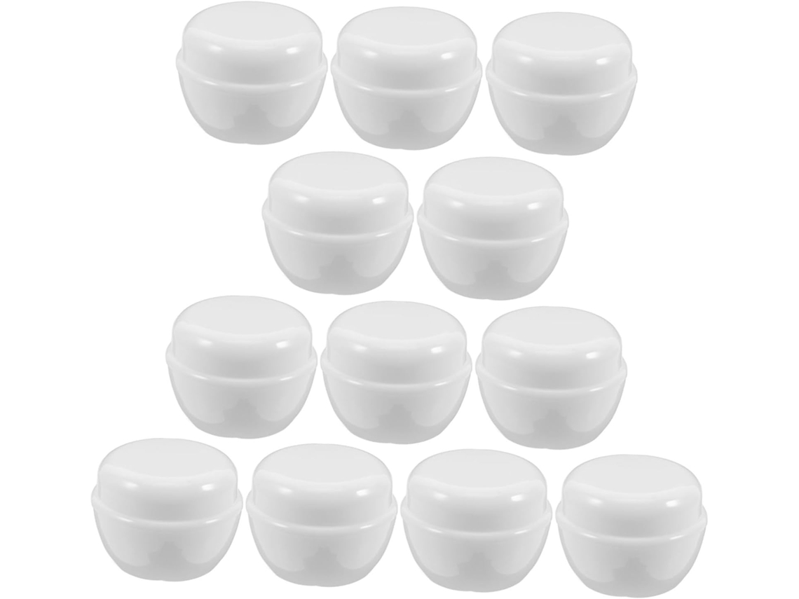 De 12 Potes De Plástico Com Tampas Para Amostras De Maquiagem, Cremes E Loções.