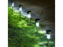 Conjunto de 5 Lâmpadas Solares Linjou para Iluminação Paisagística Externa em Jardim, Resistentes à Água e Fáceis de Instalar