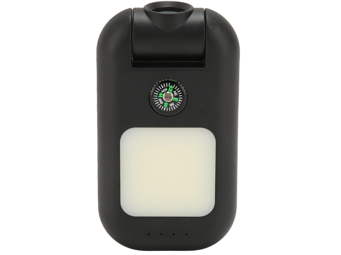Mini Carregador de Lanterna de Emergência 1000Lm Abs Resistente a Impactos Bússola Cob Pequena Lanterna para Caminhadas Preta TURMIN