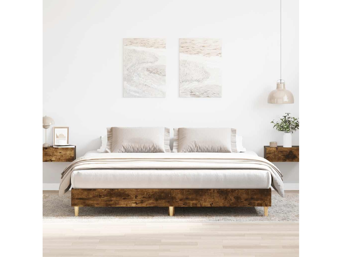 Vidaxl Estrutura De Cama Sem Colchão 180x200 Cm Carvalho Fumado