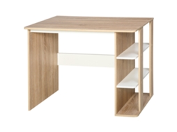 Mesa 100x55x74cm Tom Madeira, 2 em 1 com 3 Níveis de Prateleiras, Grande Área e Armazenamento para Escritório e Quarto. Ge