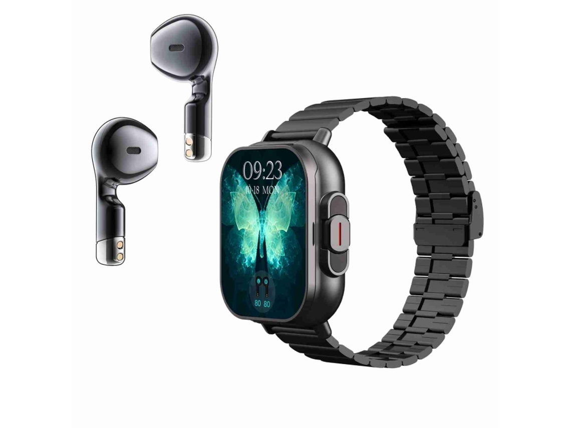 (preto) Smartwatch 2 Em 1 Com Fone De Ouvido Bluetooth De 2,01 Polegadas E Pulseira De Aço Inoxidável, Nfc