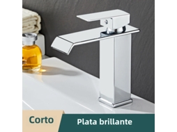 Torneira Moderna de Aço Inoxidável com Alavanca Única para Água Quente e Fria MDUG (modelo B Prateado Curto)