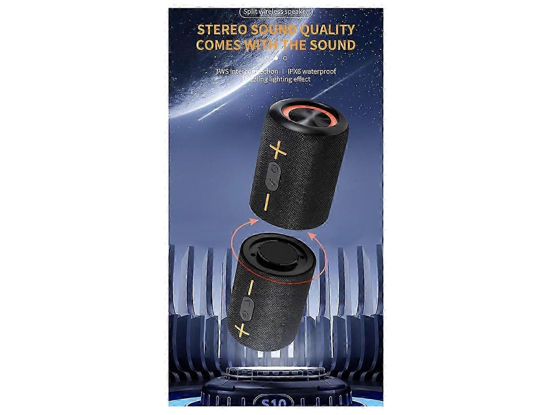 Caixa De Som Bluetooth Removível S10, Caixa De Som Portátil À Prova Dágua Ipx6, Adequada Para Tws, Boombox, Luz Colorida Olysi Shop