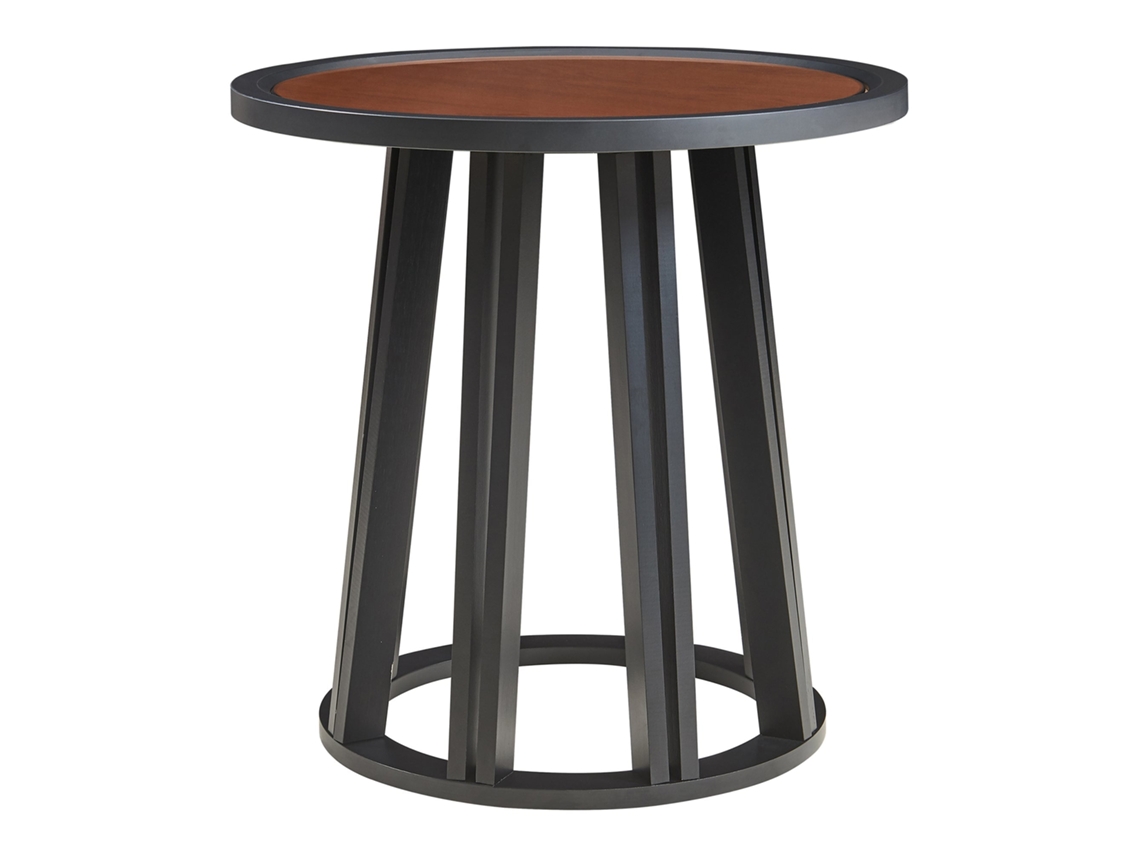 Mesa de apoio Burgess redonda 51x51x51 cm preto/nogueira EN.CASA