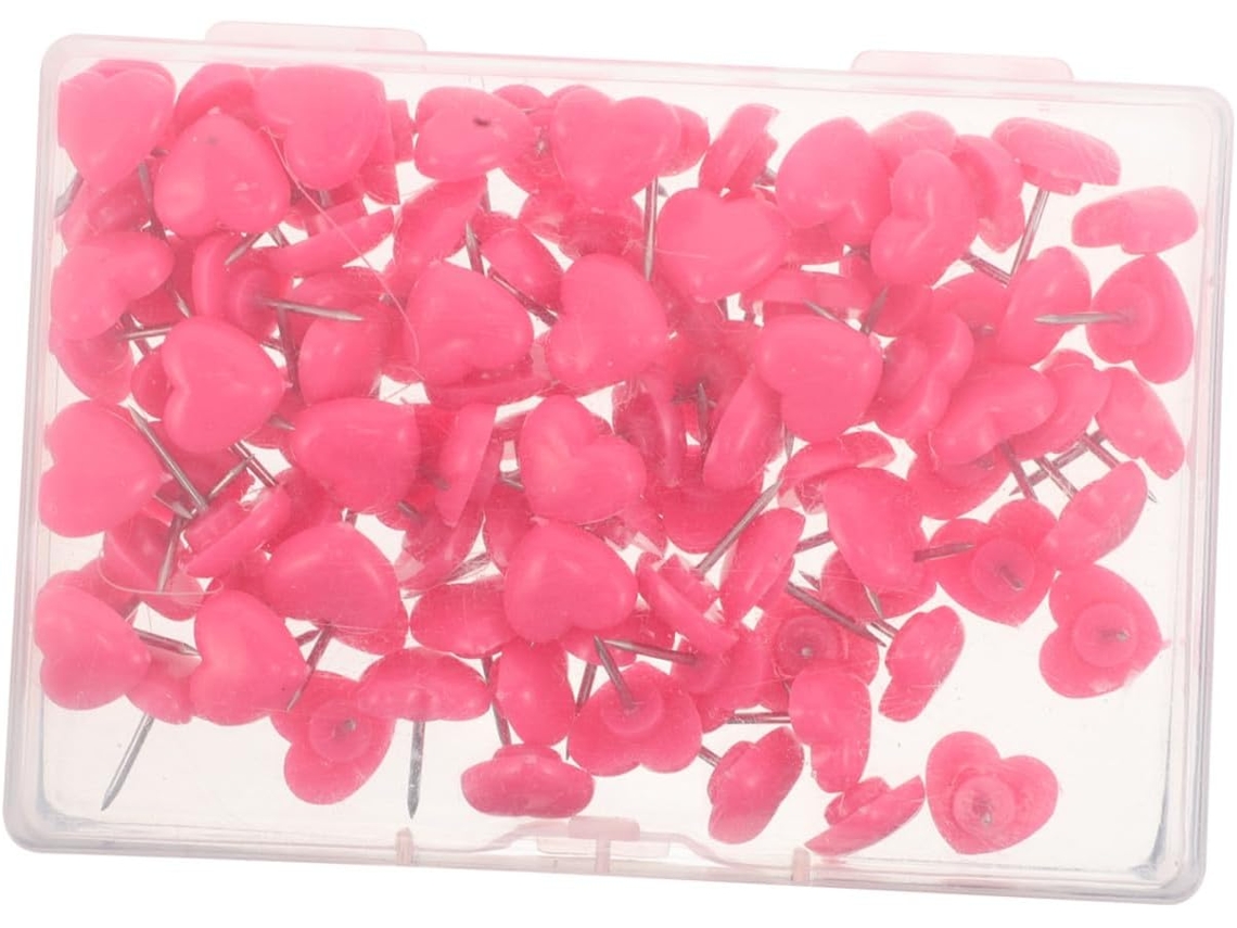 Tachinhas em formato de coração rosa Tehaux, em resina e metal, pacote com 100 unidades.