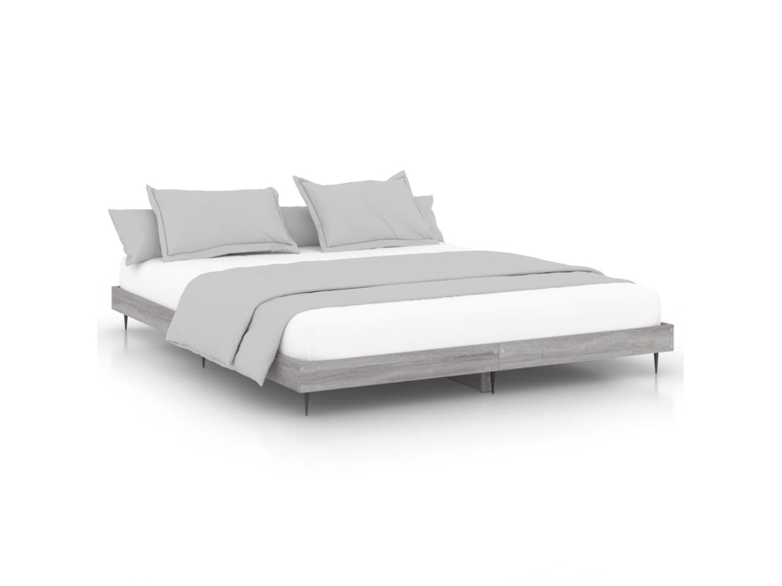 Bed Frame, Bed Frames Vidaxl Cinzeto Madeira Processada (140 X 200 Cm)