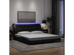 Estrutura de Cama Vidaxl com led Hvar 180x200 cm tecido preto