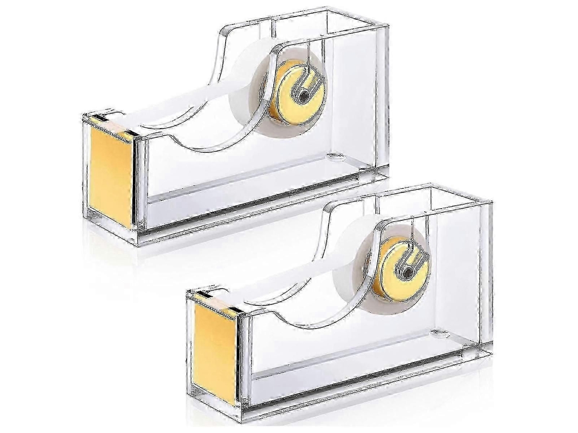 Conjunto de 2 Dispensadores de Fita Adesiva para Escritório em Acrílico Transparente. GOKOCO