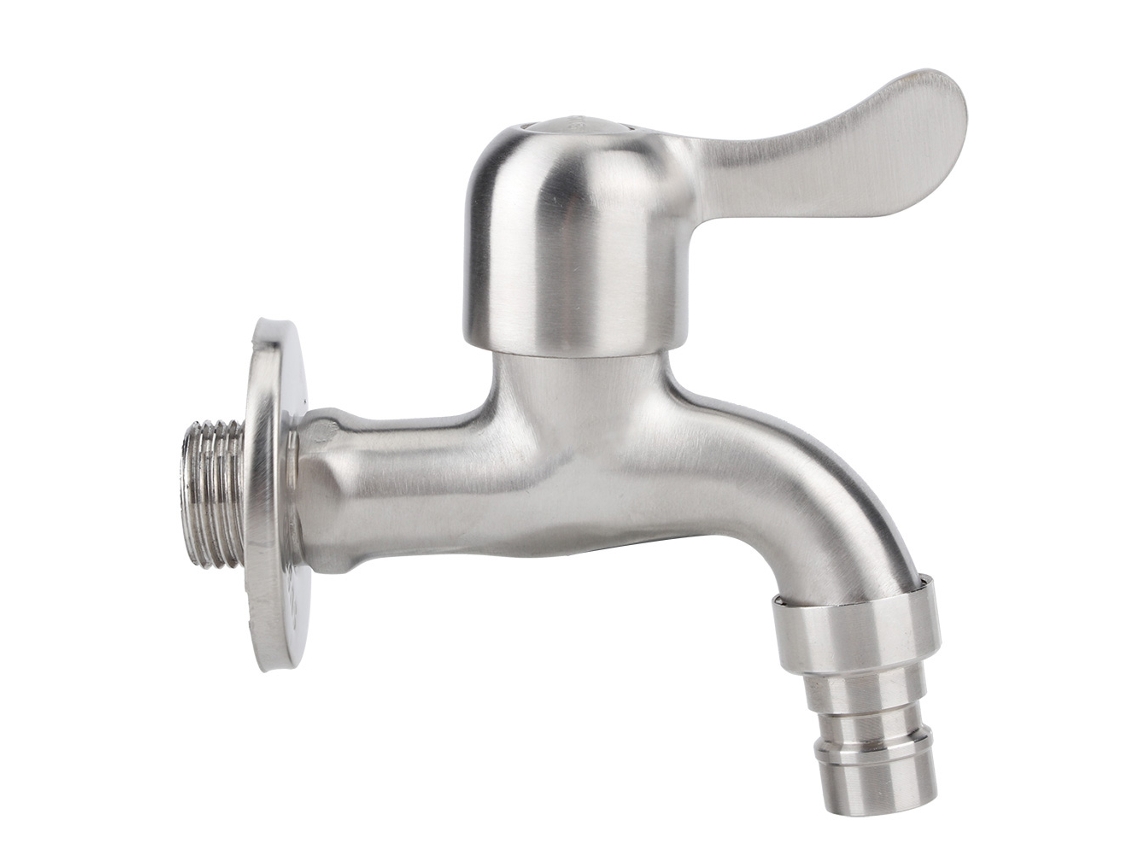 Torneira De Aço Inox Laxiscreed Para Lavadora, 1/4", Acabamento Escovado E Fácil De Instalar