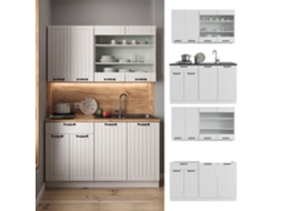 Cozinha Fame-Line, 140 cm sem bancada, Country branco/branco, Vicco