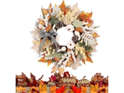 Guirlanda De Outono, Guirlanda Festiva Decoração Com Frutos Silvestres, Folhas De Bordo E Abóboras Gokoco