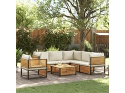 Vidaxl 7 Pcs Conjunto Sofás Jardim C/almofadões Madeira Maciça Acácia