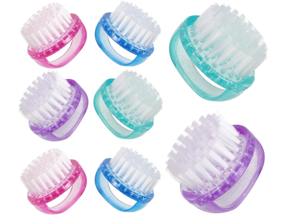 Conjunto de 8 esponjas de aço sólidas para limpeza de unhas e dedos.