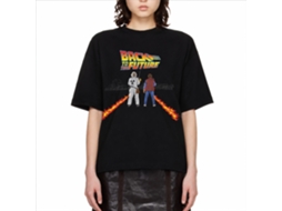 Rockinstone Back To The Future Movie Fire Streaks Black Adult T-shirt Size:m