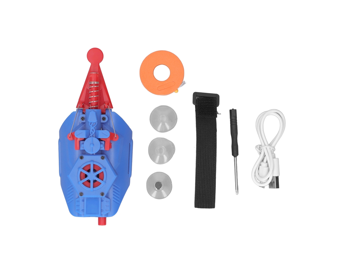 Brinquedo Kids Web Launcher 3 Peças Lançador De Corda Com Ventosas Para Parede Azul