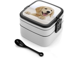 Lancheira Bento Para Filhote De Golden Retriever, 1000ml, Empilhável, Dupla Camada, À Prova De Vazamentos, Com Colher