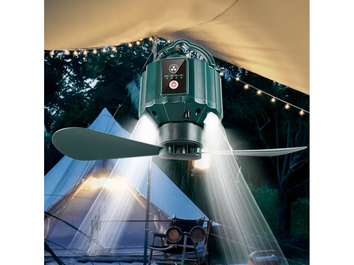 Ventilador Portátil Usb com Luz para Camping e Quarto