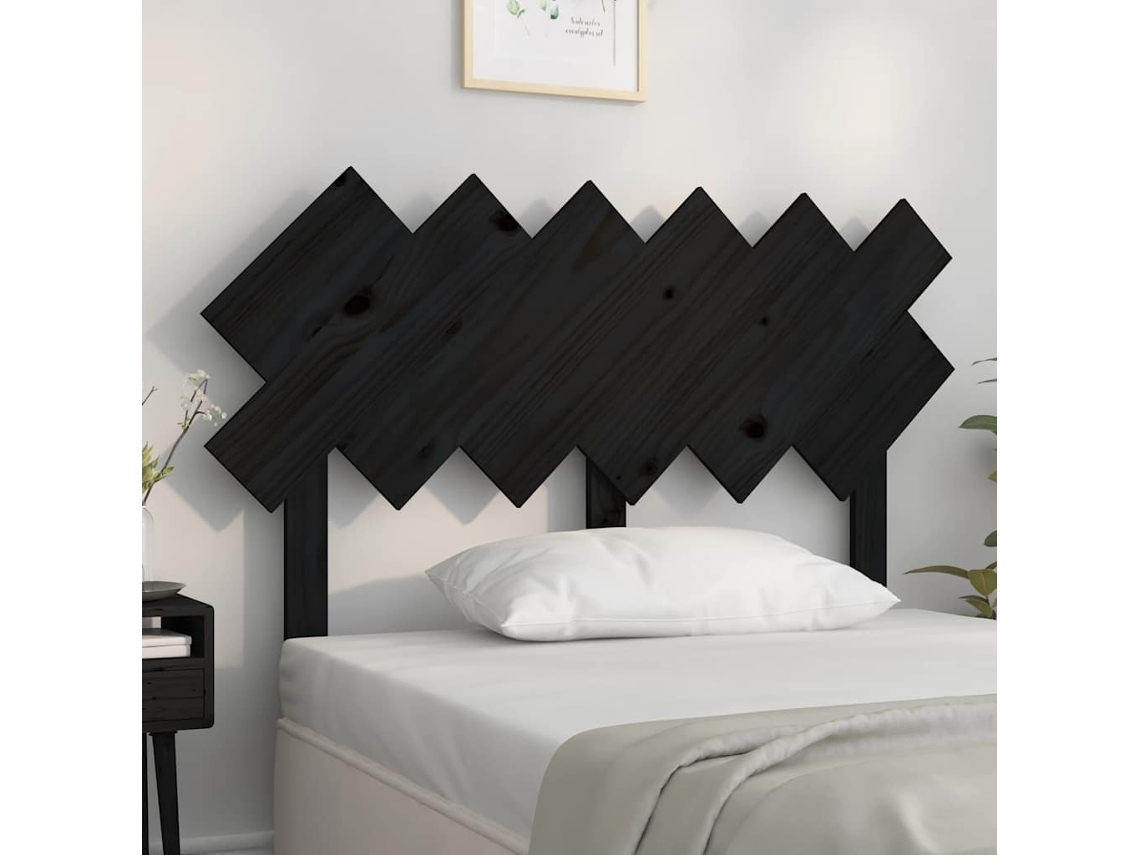 Vidaxl Cabeceira De Cama 122,5x3x80,5 Cm Pinho Maciço Preto