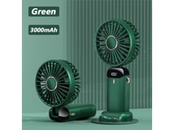 Ventilador Portátil com Ecrã Digital Multifuncional com Cabeça Dobrável 3000Mah BDL23 Verde