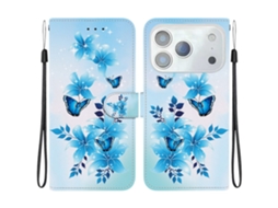 Capa Para Iphone 17 Pro Com Estampa De Flores Azuis