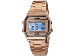 Lurelia Relógio Digital, Visor Digital, Led, Cronómetro, Alarme, Data/calendário, 33 Mm, 7mm, Aço Inoxidável, Resistente À Água 30m, Prata