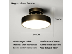 Luminária De Teto Redonda Nórdica Dourada/preta (branco Quente/preto, 30 Cm) Com Fonte De Luz Led.
