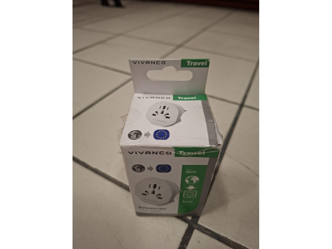 Adaptador VIVANCO De Viagem 1T W- EU M-F (Outlet Caixa Aberta - Branco)