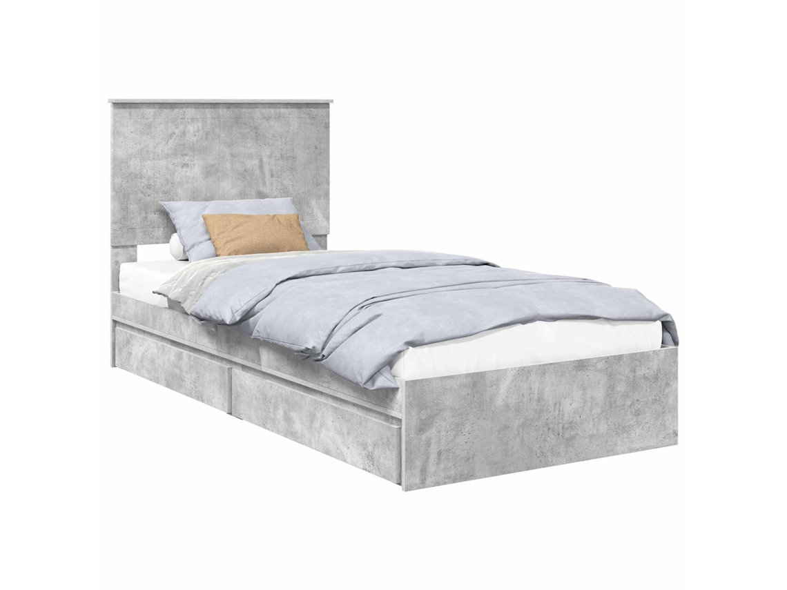 Conjunto 1 Cama Com Armazenamento Vidaxl Cinzento Derivados De Madeira (90 X 190 Cm)