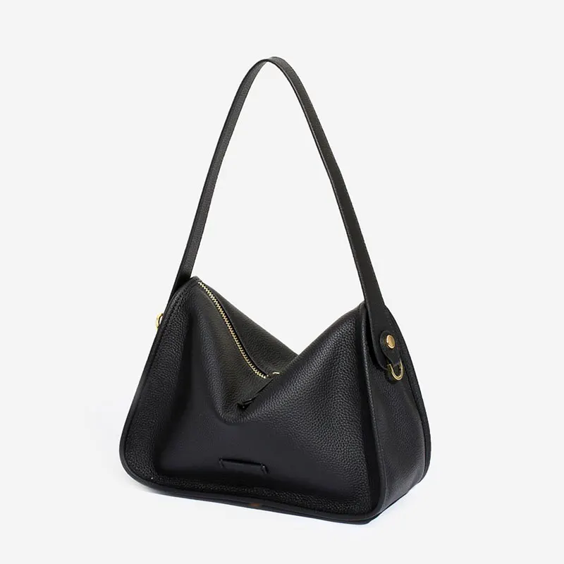 (7706-preto) Nova Bolsa Feminina, Luxuosa Em Couro Genuíno, Grande Capacidade, Bolsa De Ombro Feminina, 100% Couro Bovino