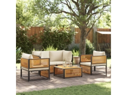 Pcs Conjunto De Sofás De Jardim Com Almofadões Acácia Maciça Dkd Home Decor