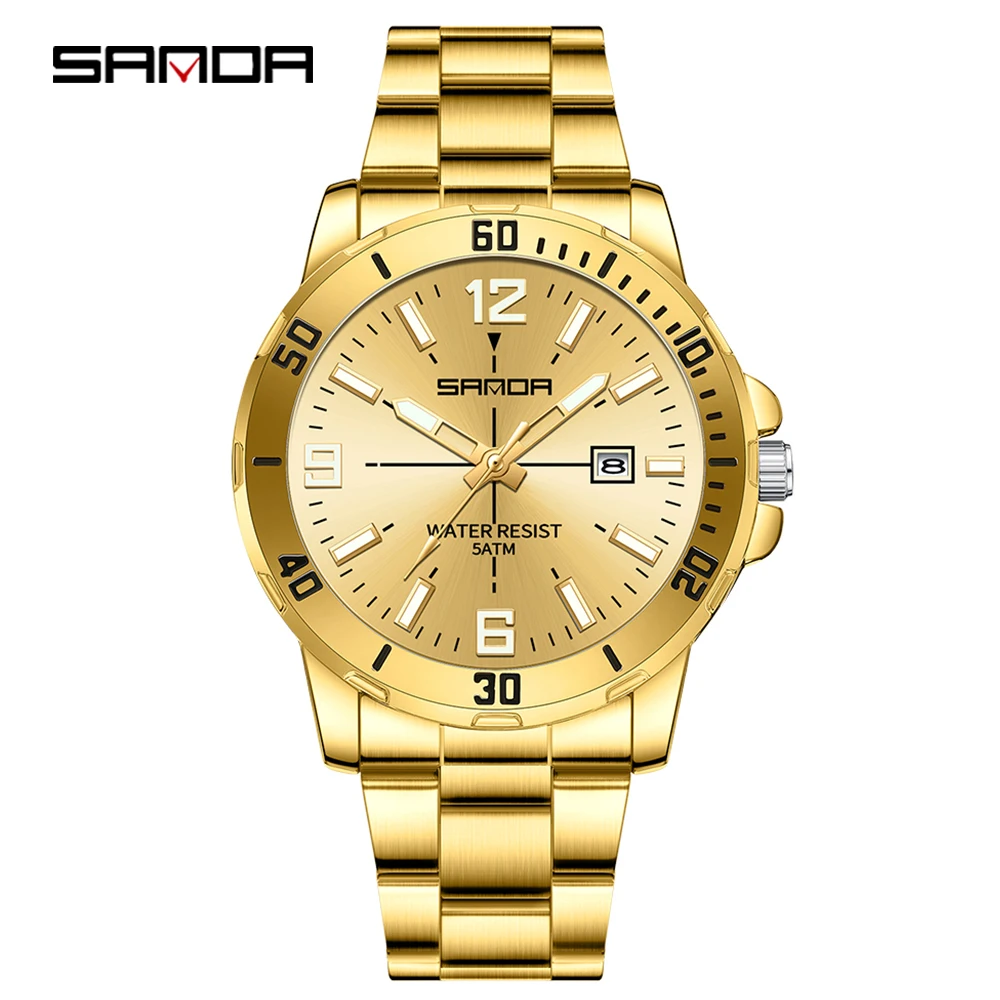 Relógio Masculino MDUG de Negócios com Movimento de Quartzo, Grande Mostrador, Resistente à Água (dourado)