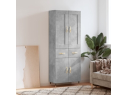 Vidaxl Armário Alto 69,5x34x180 Cm Derivados De Madeira Cinza Cimento