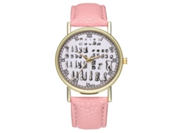 Reloj Casual De Moda Unisex Con Cuerda De Cuero Y Movimiento De Cuarzo (rosa)