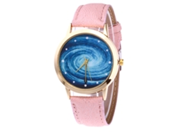 Relógio analógico de quartzo com pulseira de PU para homens e mulheres, estilo moderno (rosa escuro)