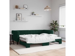 Vidaxl Sofá-cama Com Gavetão 90x200 Cm Veludo Verde-escuro
