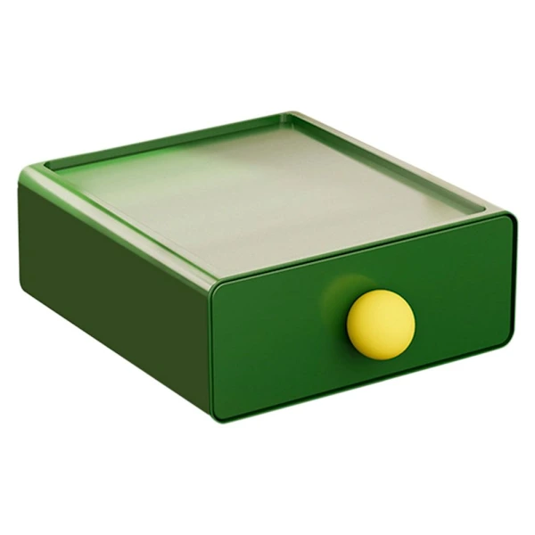 Organizador de Mesa com Gaveta para Cosméticos, Cor Verde BRILVIBERA