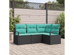 Vidaxl Conjunto De Sofás 4 Unid. Preto Vime Pe