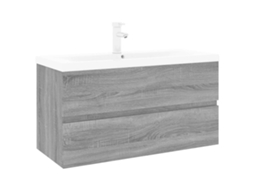 Sink Cabinet With Basin, Sink Cabinets With Basins Vidaxl Cinzeto Madeira Processada (90 X 38.5 X 45 Cm)