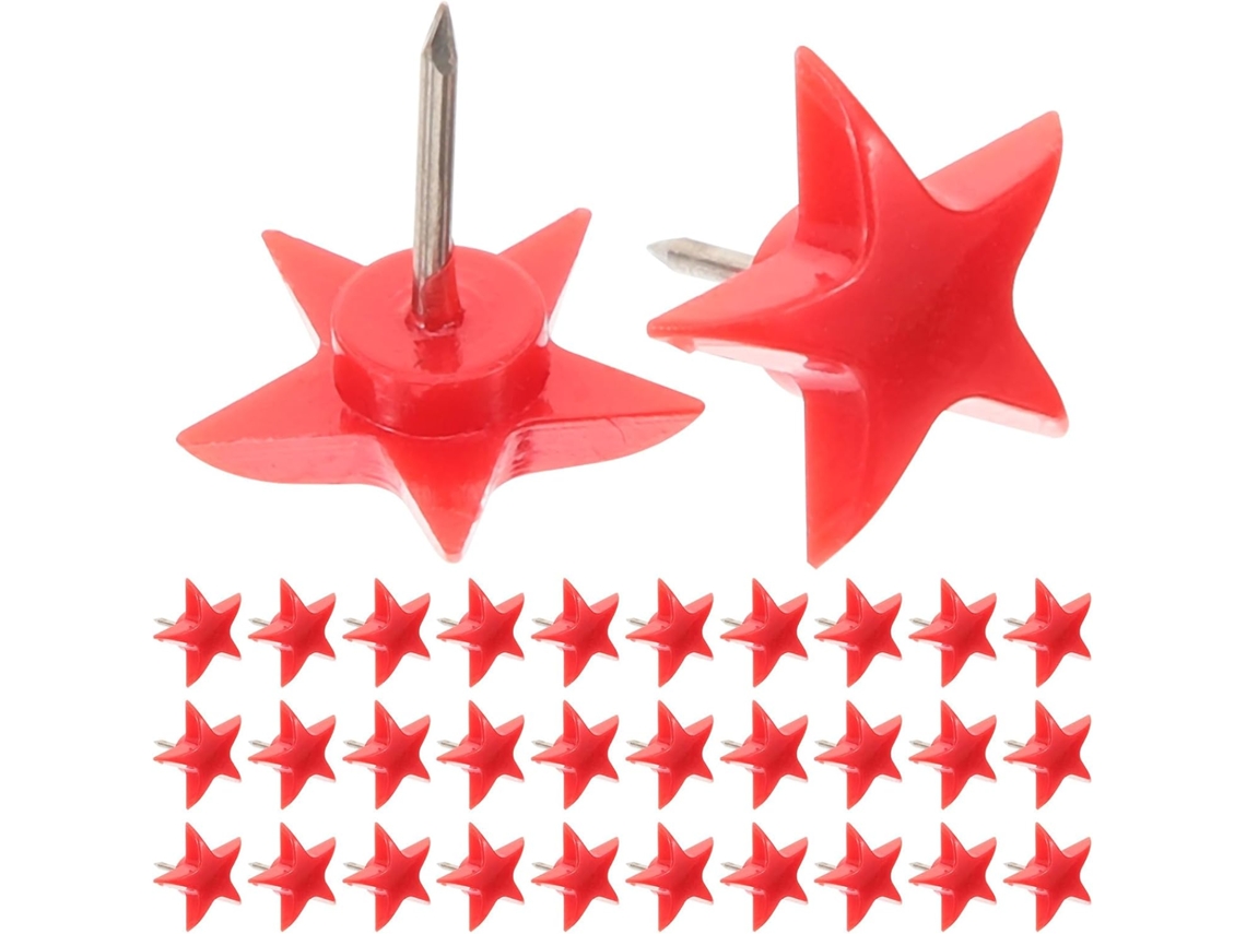 100 Tachinhas De Plástico Em Formato Estrela Para Quadros Cortiça