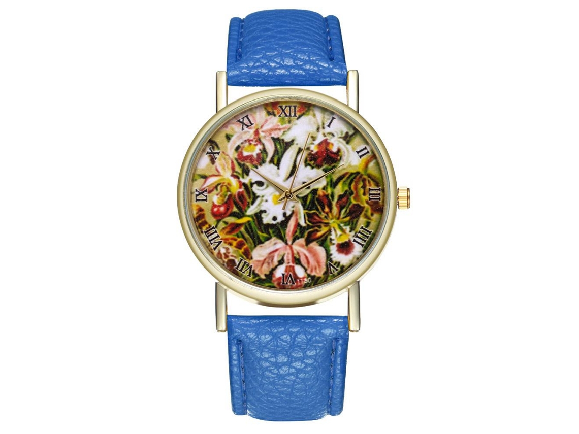 Relógio de Pulso Masculino de Quartzo com Pulseira Pu Estilo Moderno e Simples Azul Royal
