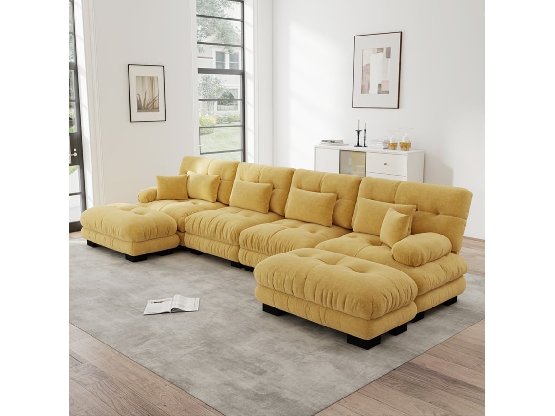 Sofá De Canto Modular, Conjunto De Sofá Em Formato De U Para Sala De Estar, Sofás