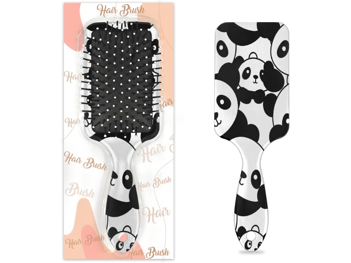 Escova Desembaraçadora Para Cabelos Molhados E Secos Design Fofo De Panda Pente Com Almofada Ar Mulheres, Homens