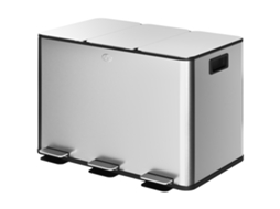 Lixeira Da Cozinha. Lixeira Seletiva De Triagem. 3 Compartimentos De 10l. Baldes Internos Removíveis. 49,6x34,5x38,6cm De Prata