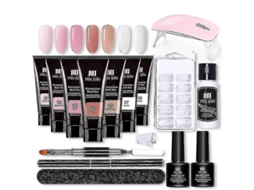Kit De Extensão De Unhas Em Gel Kit Completo Para Alongamento De Unhas Em Gel, 7 Cores, Rosa Nude, Com Lâmpada Para Unhas Aya Ly Ebike