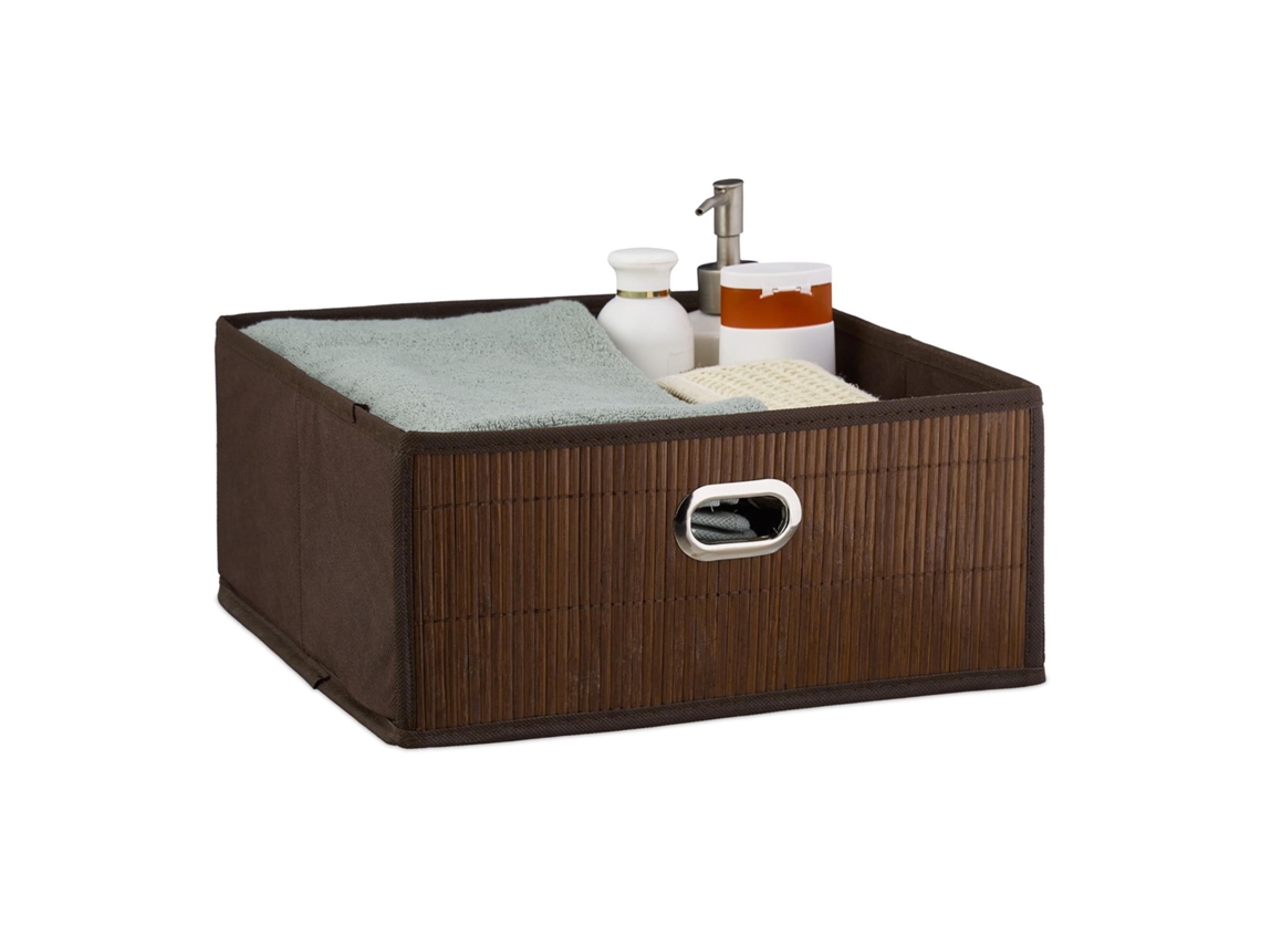 Cesto de armazenamento plano em bambu natural